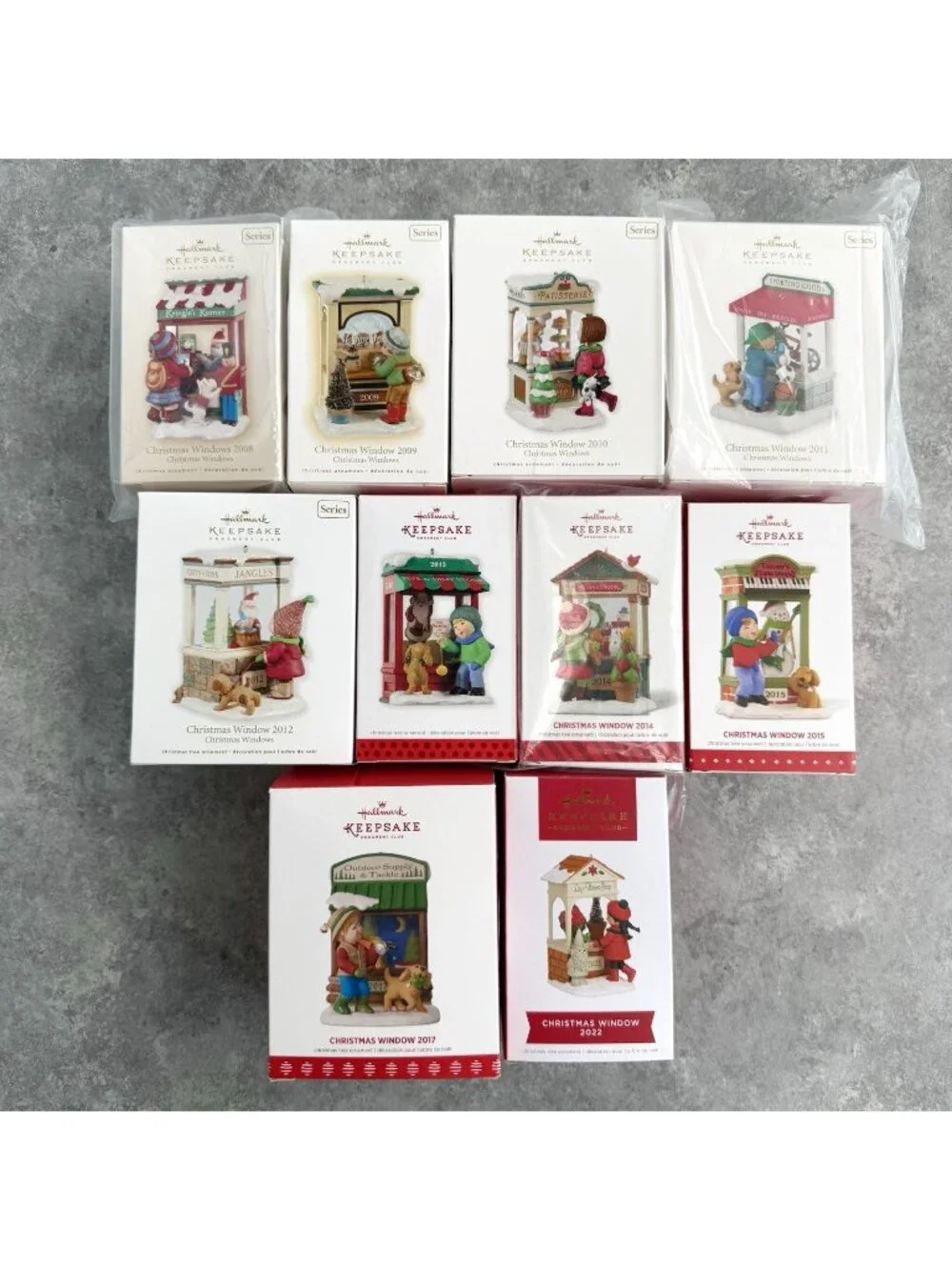 Lot of 10 Hallmark CHRISTMAS WINDOWS Series 2008-2015, 2017 & 2022 Ornaments
